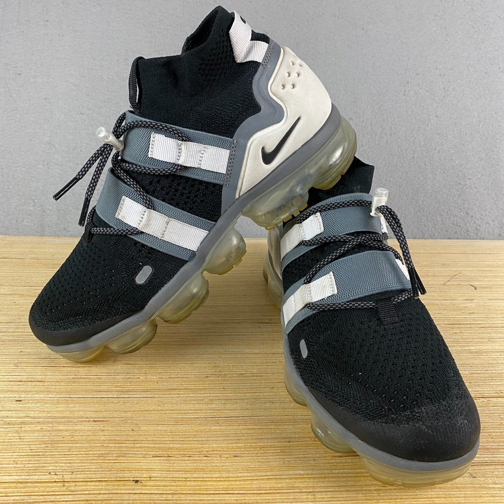 Nike Air VaporMax Utility Shoes Mens Size 8.5 Black Gray Knit Straps AH6834-003